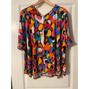 Dear Scarlett Abstract Print Tunic Blouse Top Women’s Large NWT